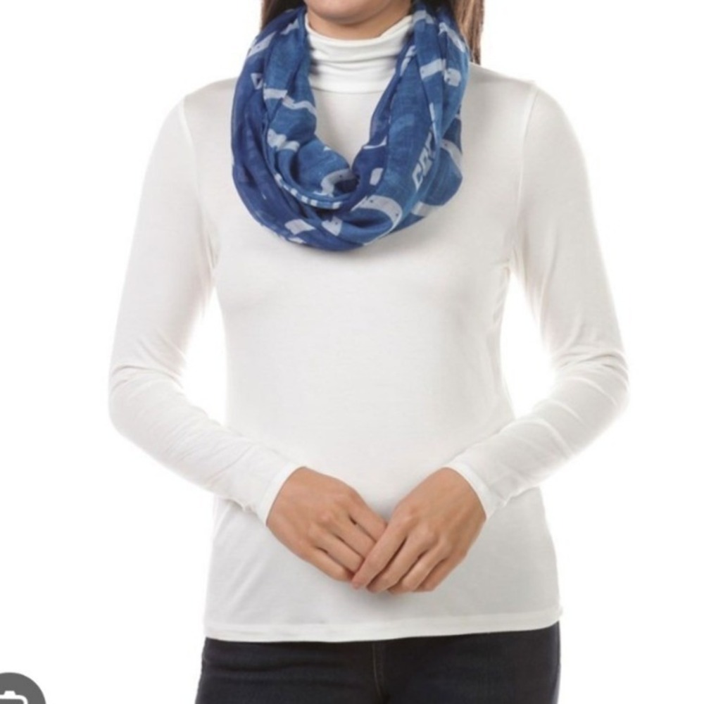 NFL Indianapolis Colts Infinity Scarf Blue White Horseshoe‎ Logo Print Fan NEW